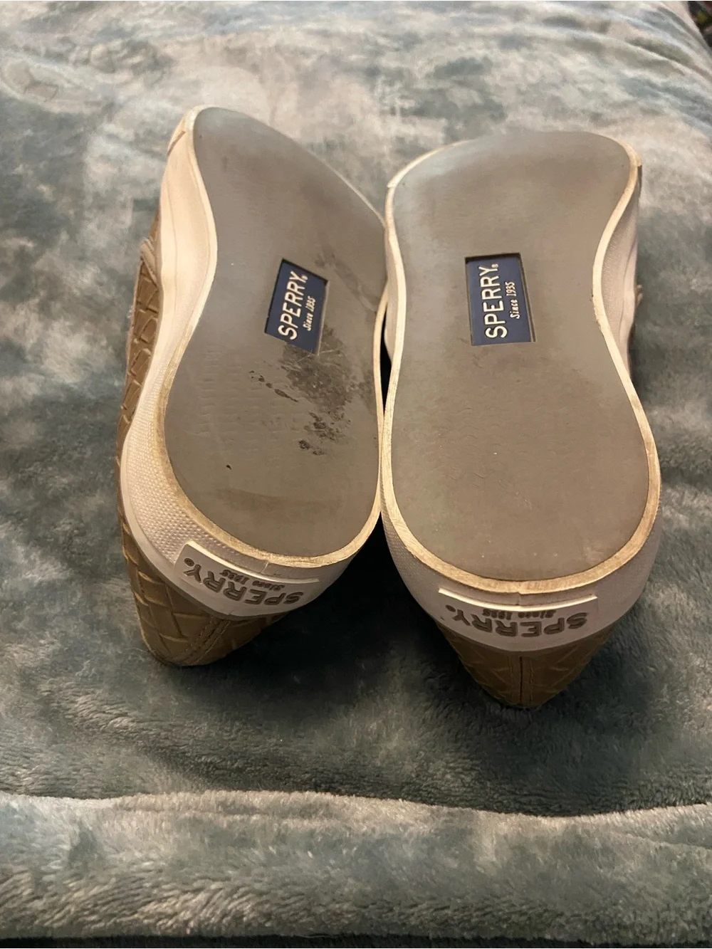 Sperry Women's Woven Slip-On Flats in Tan with White Sole